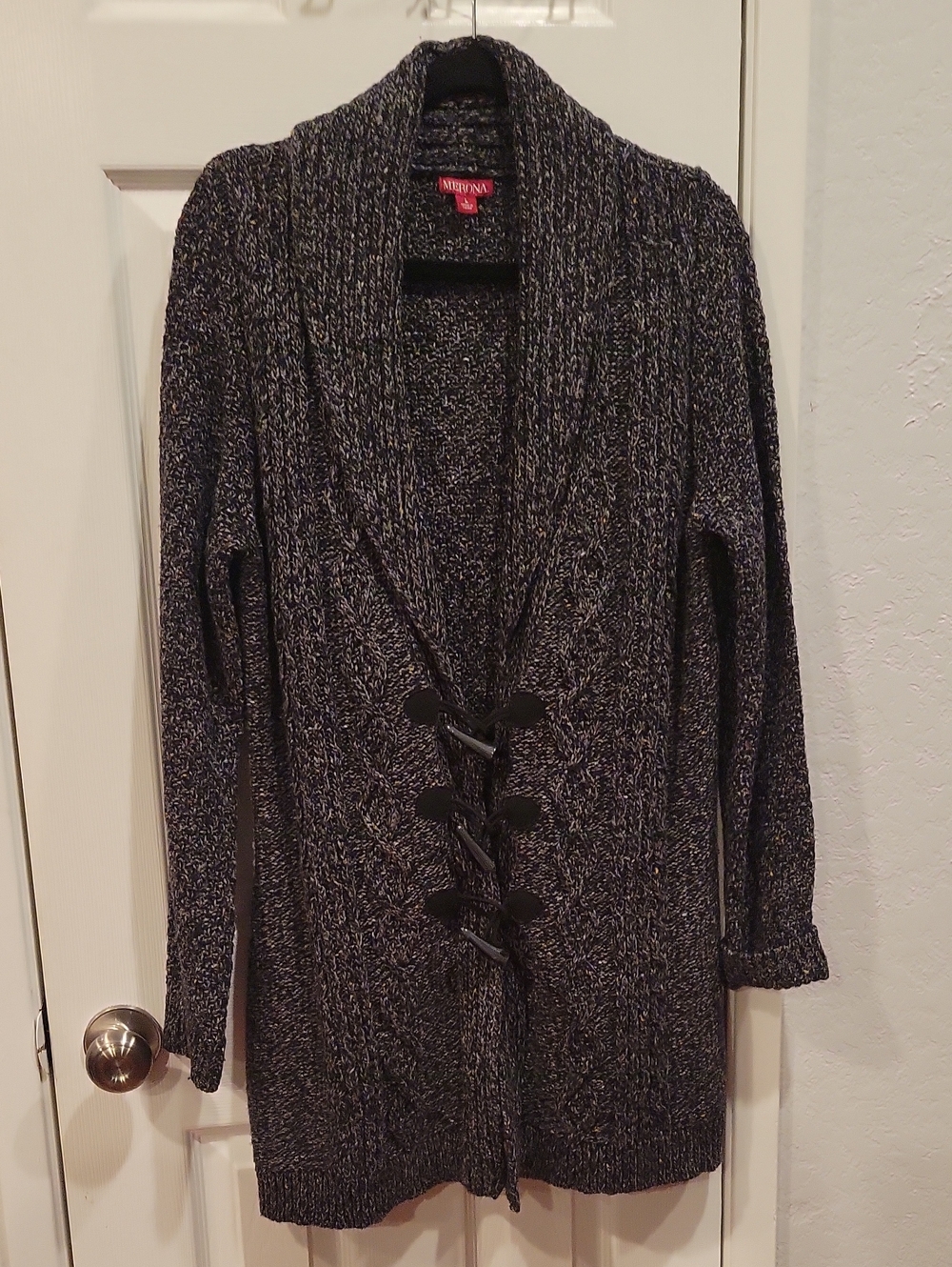 Merona Black and Gray Shawl Collar Toggle Cardigan